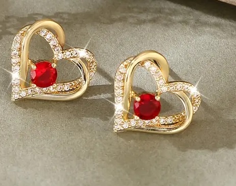 14k Plated Sparkling Heart earrings