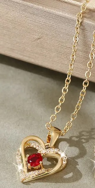 14k Plated Sparkling Heart Necklace