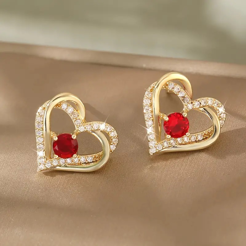 14k Plated Sparkling Heart earrings