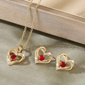 14k Plated Sparkling Heart Necklace