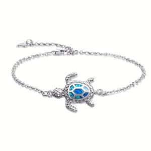 Blue Opal Turtle Anklet