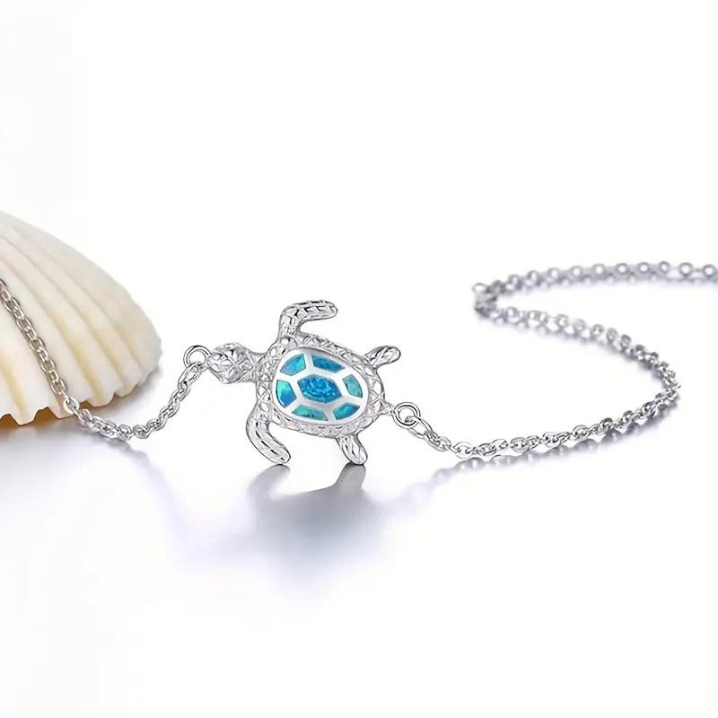Blue Opal Turtle Anklet
