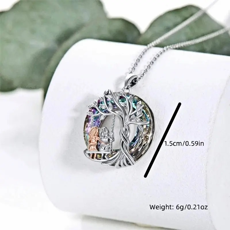 To My Granddaughter, Tree Of Life Sisters On The Swing Pendant Necklace & Card - Image 3