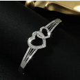Heart shaped cuff bagle bracelet with zircon