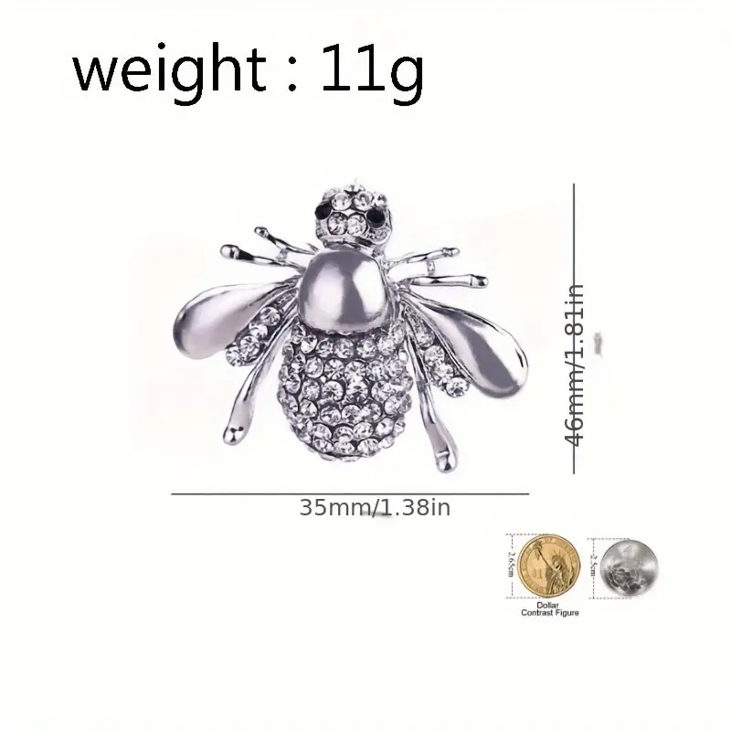 Rhinestone Alloy Bee Brooch - Image 8
