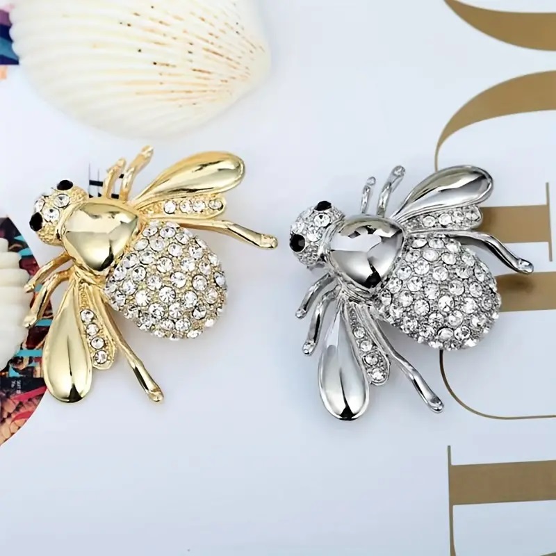 Rhinestone Alloy Bee Brooch - Image 4