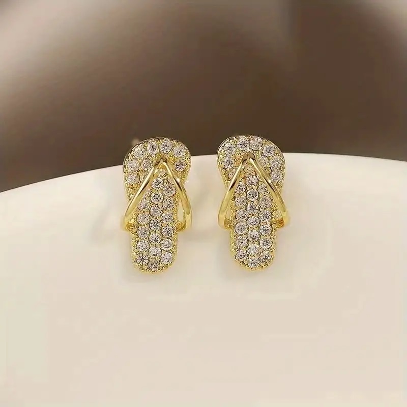 Slipper stud earrings gold