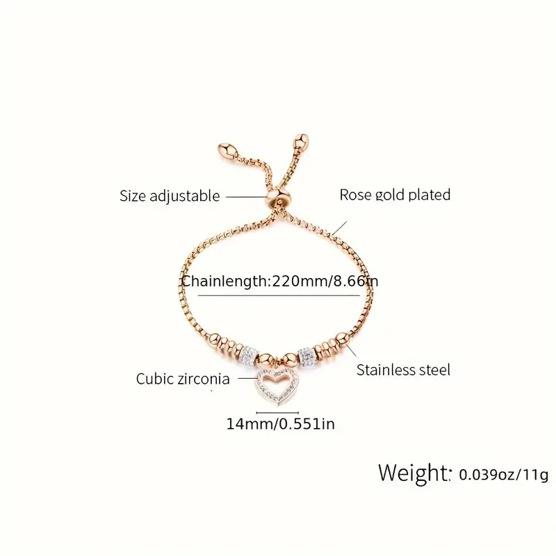 Titanium Steel Love Zircon Women's Bracelet - Image 2