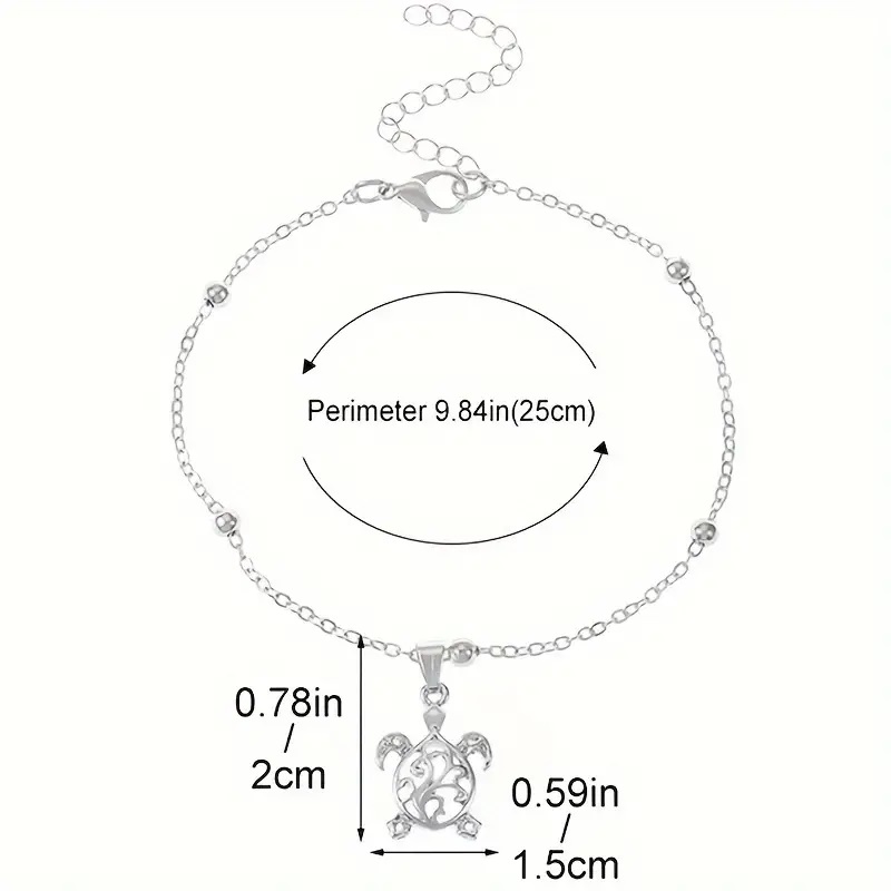 Unique Alloy Hollow Turtle Pendant Anklet - Image 3