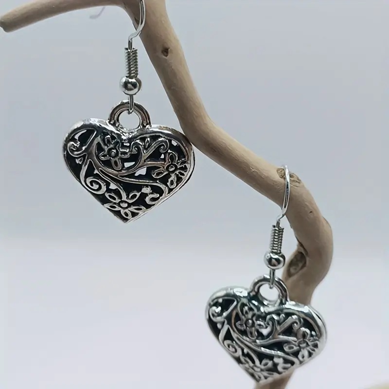 Vintage Hallow Heart Earrings - Image 2