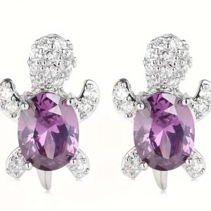 Zircon turtle stud ear