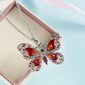 Retro Multi Colour Rhinestones Butterfly Pendant