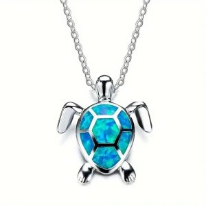 Simple Blue Sea Turtle Necklace