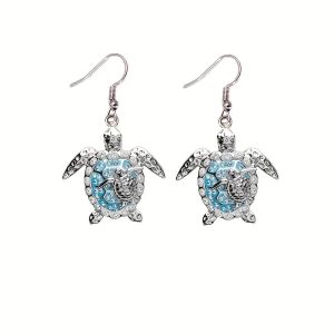 Turtle earring with baby turtle silver