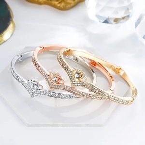 Temperament All-match Bangle Bracelet Inlaid Shiny Rhinestones Elegant Hand Jewellery