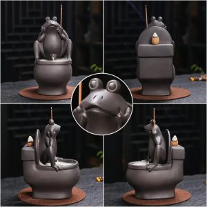 1pc Funky Frog Backflow Waterfall Incense Burner - Ceramic Aromatherapy