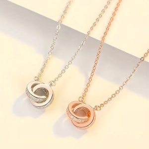 Luxury Interlocking Double Ring Necklace