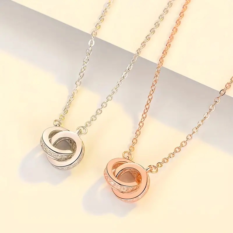 Luxury Interlocking Double Ring Necklace