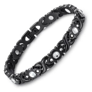 Unisex Energy Magnet Bracelet With Zircon Magnetic Absorber