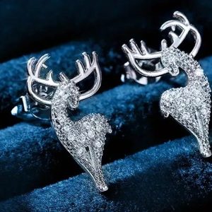 Silver Elk Zircon Stud Earrings