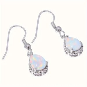 Tear Shaped Artificial Opal Drop Earrings