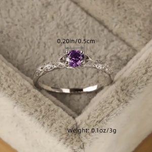 Dainty Butterfly Shape Inlaid Shiny Zircon Purple Ring