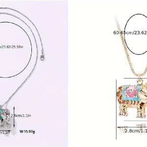 Zinc Alloy Plated Cube Elephant Necklace