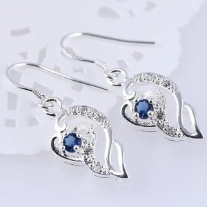Sapphire love heart earrings