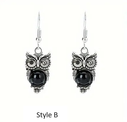 owl earrings black style b