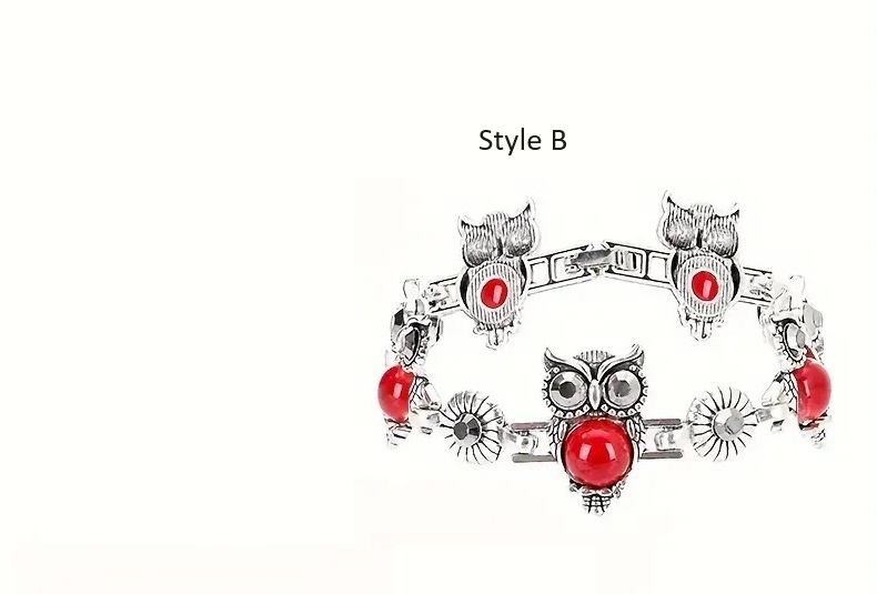 vintage owl bracelet red b