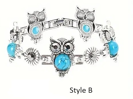 vintage owl bracelet turquoise b