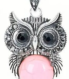 vintage owl necklace pink B