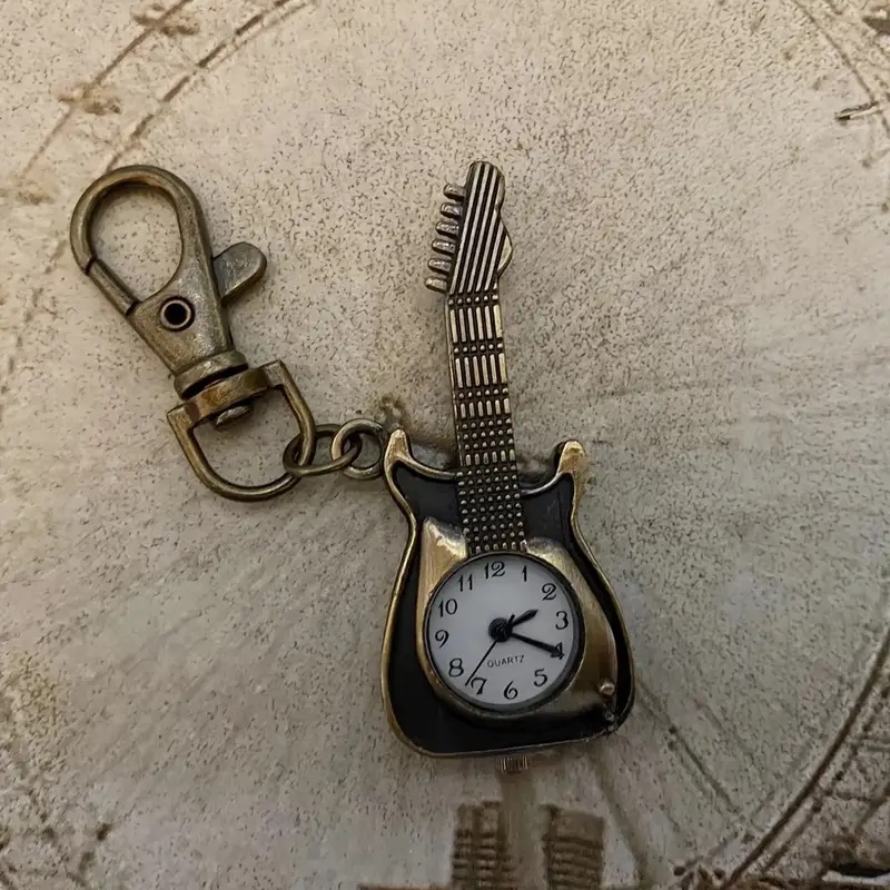 Guitar key chain watch