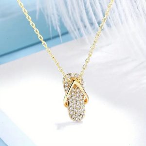 Gold flip flop necklace