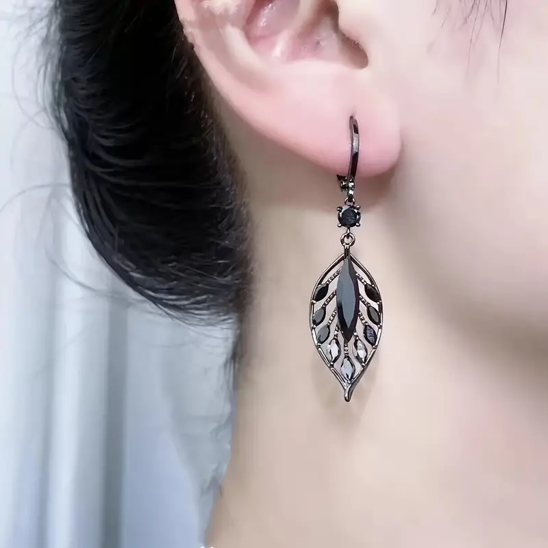 black leaf earrings