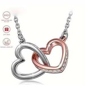 double love heart link pendant