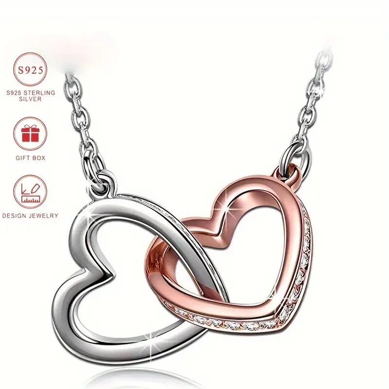 double love heart link pendant