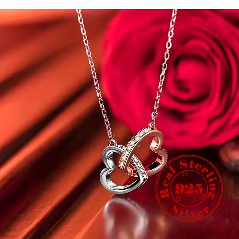 double love heart link pendant