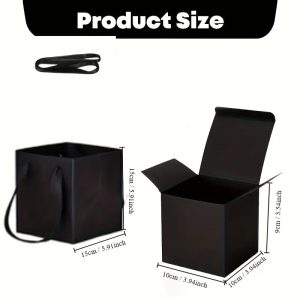 Black Square Gift Box with Tot Bag & Ribbon