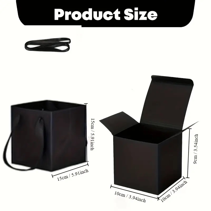Black Square Gift Box with Tot Bag & Ribbon