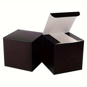 Elegant Black Paper Gift Boxes 4X4X4"