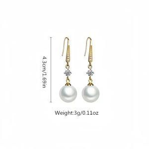 Imitation Pearl Dangle Ball Design Earrings