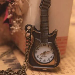Cute Guitar Watch Keychain/Pocket Watch With Chain