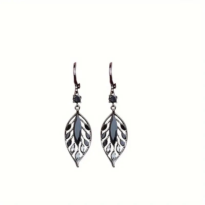 Light Weight Black Leaf Earrings