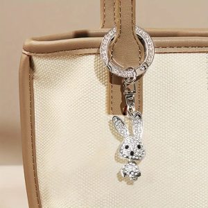 Rhinestone Rabbit Keychain