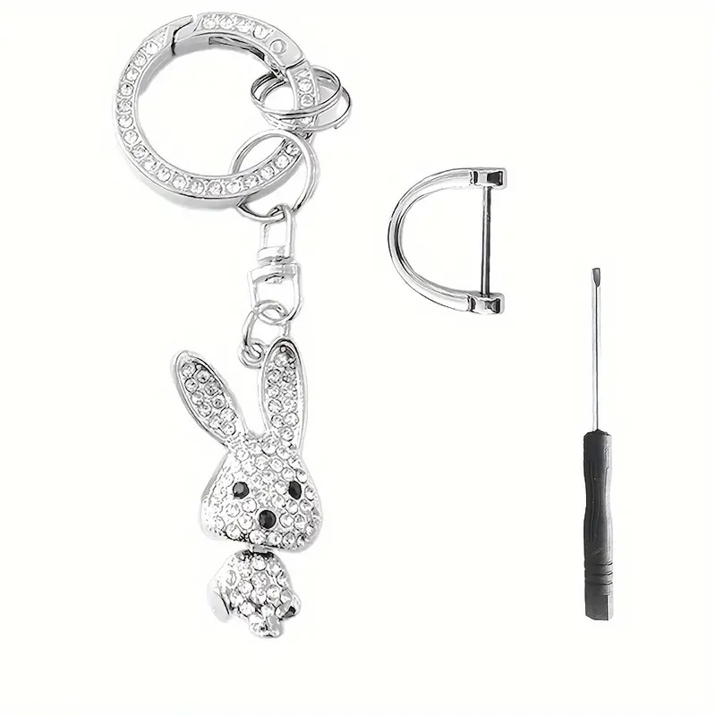 Rhinestone Rabbit Keychain