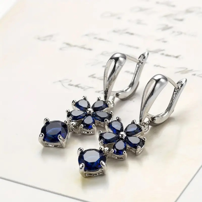 Vintage Royal Blue Zircon Earrings or Necklace - Image 2