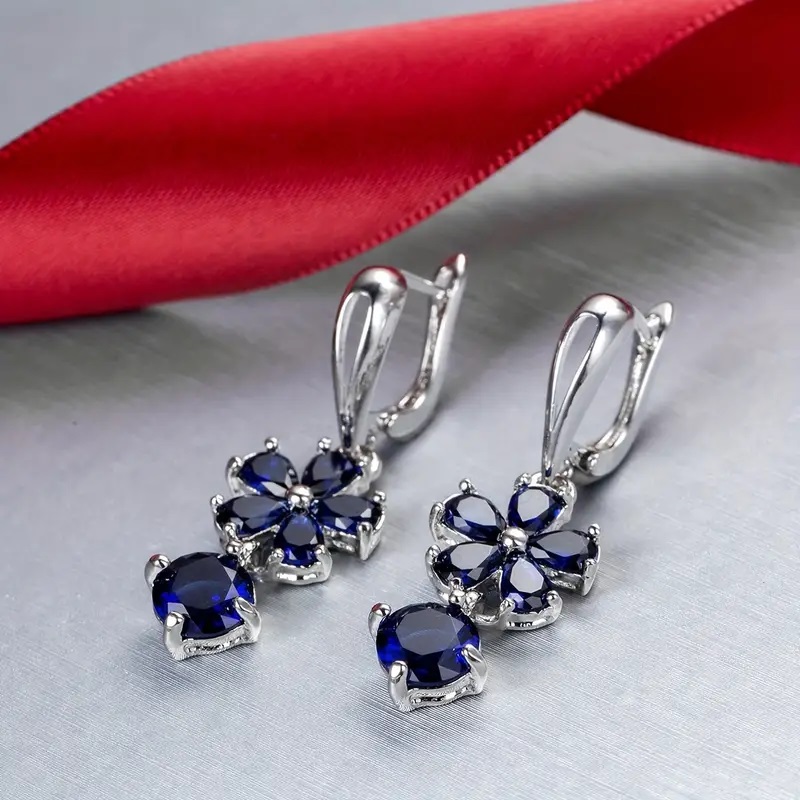Royal Blue Zircon Earrings