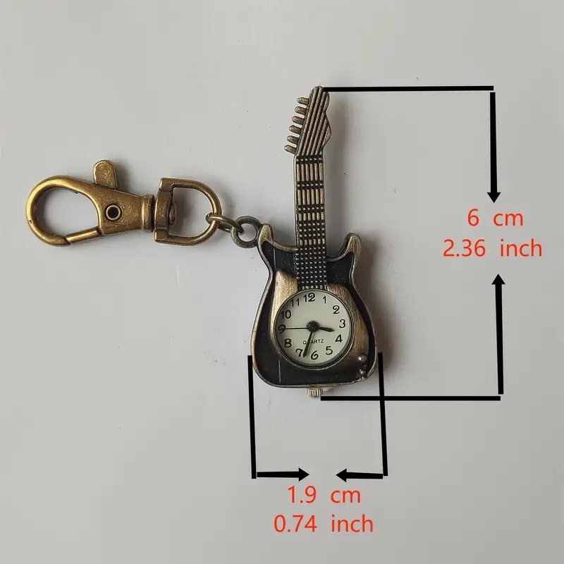 Cute Guitar Watch Keychain/Pocket Watch With Chain - Image 8