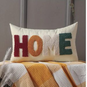 burlap embroidered pillowcover